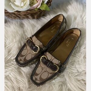 Women’s Coach Loafers, Size 7, Brown Monogram